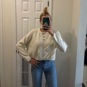 Forever 21 off white Henley button sweater